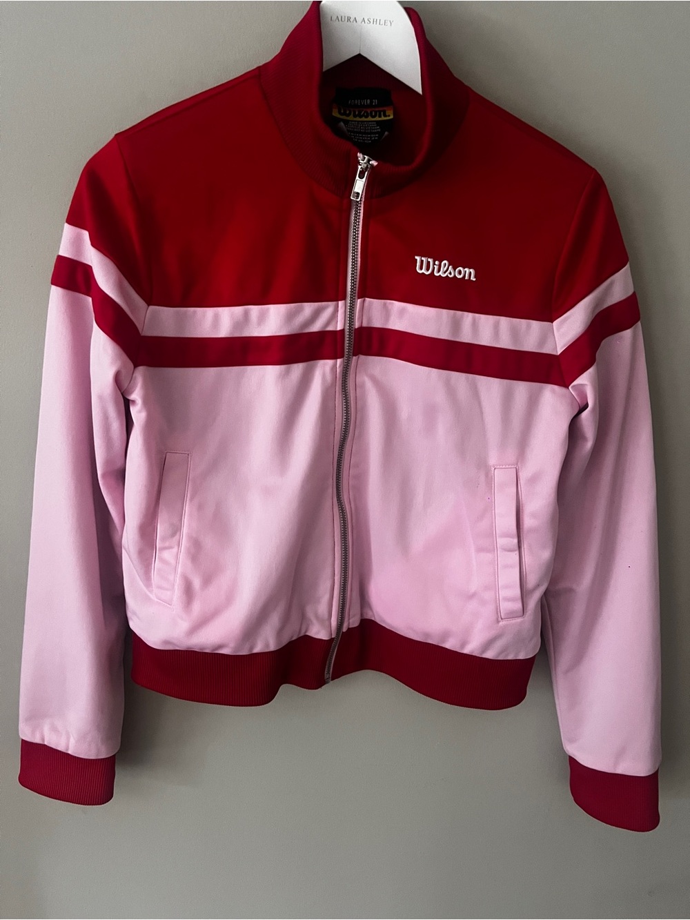 Forever 21 Pink and Red Colorblock Track Jacket